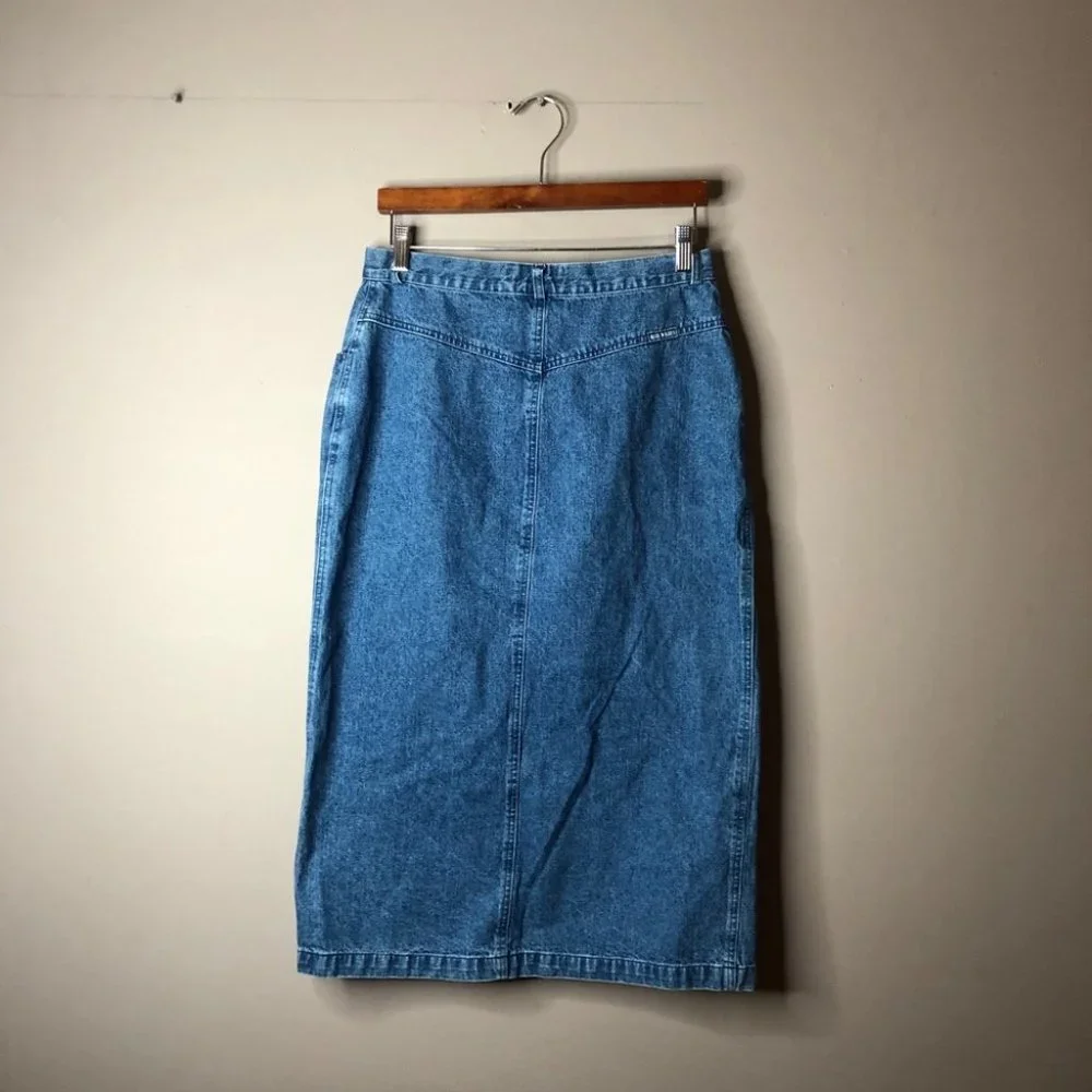 Blue Willis jean skirt long slit size 42 midi - Picture 6 of 8